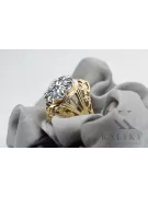 8K Gelbgold Zircon Ring Vintage vrc031x-zi Art Deco UdSSR -Schmuck, russischer Art-Déco-Stil